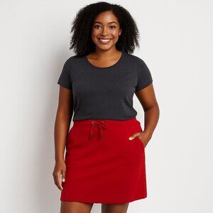 Croft & Barrow Red 100% Cotton Skort w/ Drawstring Waist Pockets Size XL